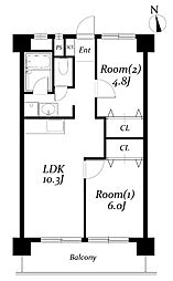 中葛西ハイツ 2LDKの間取図画像