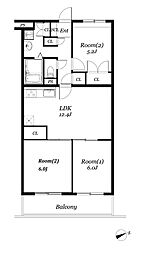 ベルフラット吉野 3LDKの間取図画像