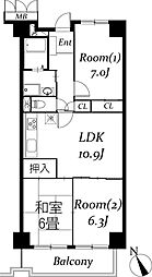フローラ稲毛 3LDKの間取図画像