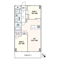 ライオンズマンション天神橋 2LDKの間取図画像