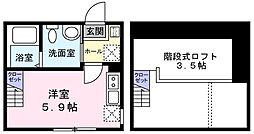 イルマーレ三ッ沢 2階ワンルームの間取り