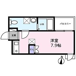 ベイルーム長後 ワンルームの間取図画像