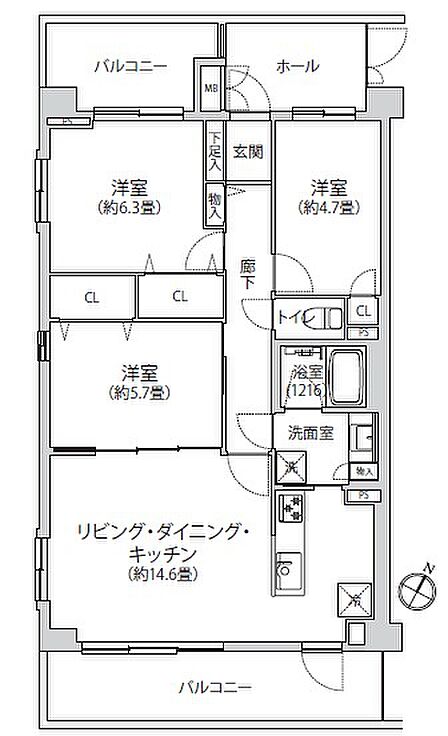 3LDK 間取り