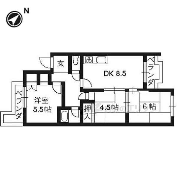 京都府京都市西京区桂浅原町(賃貸マンション3LDK・2階・54.70㎡)の写真 その2