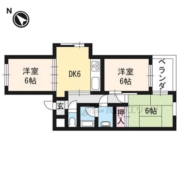 京都府京都市右京区嵯峨石ケ坪町(賃貸マンション3DK・3階・53.46㎡)の写真 その2