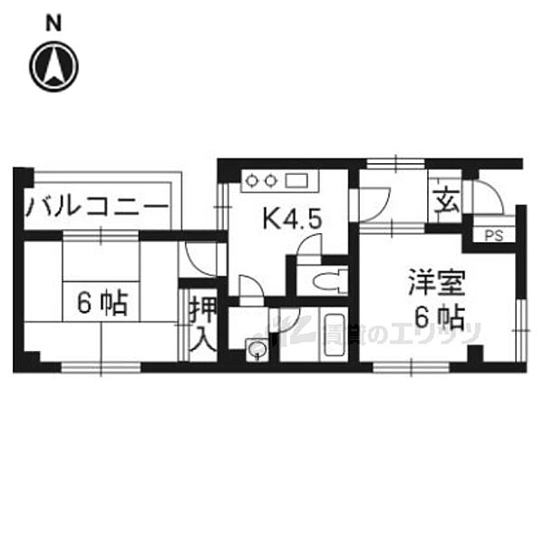 エンジョイ山本ビル 402｜京都府京都市下京区大宮通五条下ル2丁目西側中堂寺前町(賃貸マンション2DK・4階・33.00㎡)の写真 その2