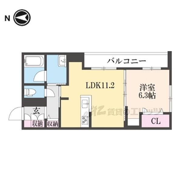 シャーメゾン京都西七条 301｜京都府京都市下京区西七条石井町(賃貸マンション1LDK・3階・44.88㎡)の写真 その2