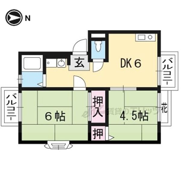 リバーサイド松室Ａ棟 A201｜京都府京都市西京区松室河原町(賃貸アパート2DK・2階・34.02㎡)の写真 その2