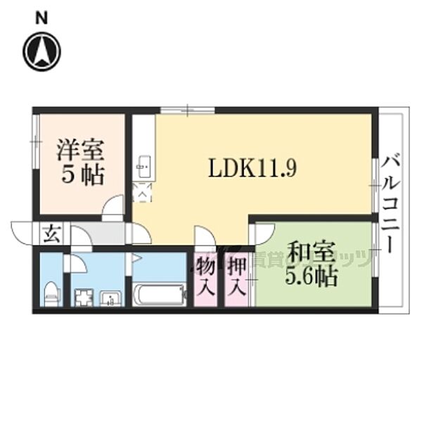 モラーダ墨染 ｜京都府京都市伏見区深草北鍵屋町(賃貸マンション2LDK・1階・45.00㎡)の写真 その2