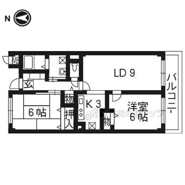 京都府京都市伏見区竹田藁屋町(賃貸マンション2LDK・3階・55.03㎡)の写真 その2