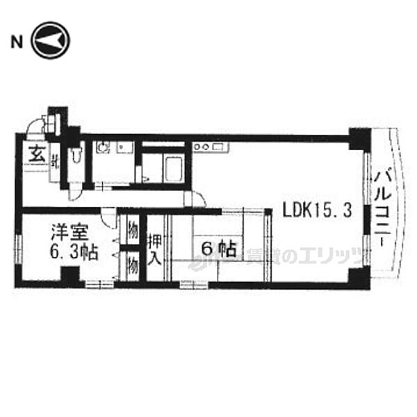 サイレントキャッスル 303｜京都府京都市右京区西京極郡町(賃貸マンション2LDK・3階・66.34㎡)の写真 その2