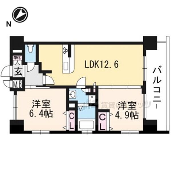 クリスタルグランツ京都西大路 ｜京都府京都市南区吉祥院御池町(賃貸マンション2LDK・4階・51.64㎡)の写真 その2