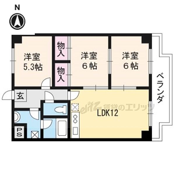 京都府京都市右京区梅津段町(賃貸マンション3LDK・1階・61.00㎡)の写真 その1