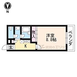 ティンカーベル 2階1Kの間取り