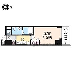 JR東海道・山陽本線 西大路駅 徒歩7分の賃貸マンション 6階1Kの間取り