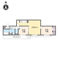 GRAMM奥海印寺EAST 3階2LDKの間取り