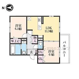 GRAMM奥海印寺WEST 3階2LDKの間取り