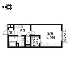JR東海道・山陽本線 西大路駅 徒歩12分の賃貸アパート 1階1Kの間取り