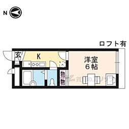 阪急嵐山線 上桂駅 徒歩9分の賃貸アパート 2階1Kの間取り