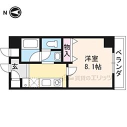 阪急京都本線 西京極駅 徒歩2分の賃貸マンション 2階1Kの間取り