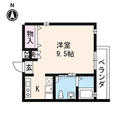 エスペランス 3階ワンルームの間取り