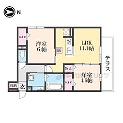 TORISIA殿城 1階2LDKの間取り