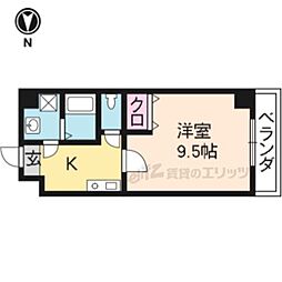 プティモンターニュ 2階1Kの間取り