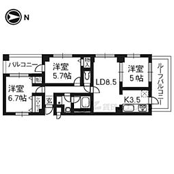 フォルム長岡天神 5階3LDKの間取り
