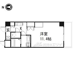 JR東海道・山陽本線 西大路駅 徒歩7分の賃貸マンション 2階1Kの間取り