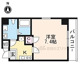 サクシード伏見京橋 2階1Kの間取り
