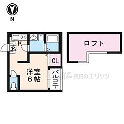 JR奈良線 JR藤森駅 徒歩5分の賃貸アパート 2階1Kの間取り