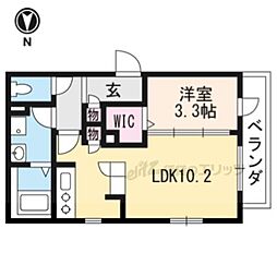 近鉄京都線 上鳥羽口駅 徒歩14分の賃貸マンション 2階1LDKの間取り