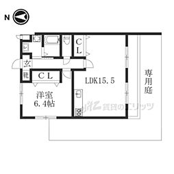阪急京都本線 桂駅 徒歩23分の賃貸マンション 1階1LDKの間取り