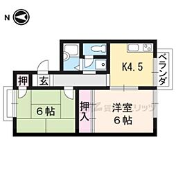 ヴァンベール徳田 2DKの間取図画像