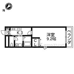 アムール西京極 1Kの間取図画像