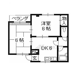 ベルメゾンナカムラ 2DKの間取図画像