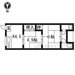 コーポラス多貝 2DKの間取図画像