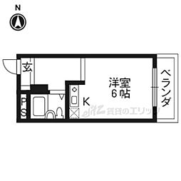 フロイデ東向日 ワンルームの間取図画像