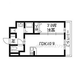 ハピネスクエア桂 1LDKの間取図画像