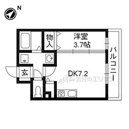 ハピネスクエア桂 1LDKの間取図画像