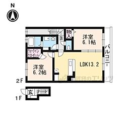 ジャルディーノアカーサ 2LDKの間取図画像