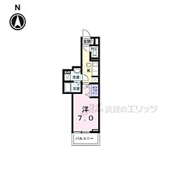 京都市下京区西七条御領町アパート 1Kの間取図画像