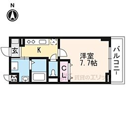 ブライトマーチタナカ 1Kの間取図画像