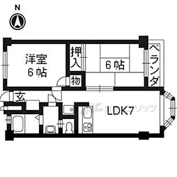 ヴィラたみあき 2DKの間取図画像