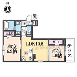 ゲズント桂 2LDKの間取図画像
