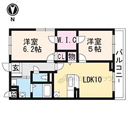 エトワール桃山2 2LDKの間取図画像