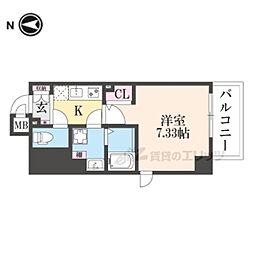 セオリー五条店天神川 1Kの間取図画像