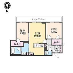 シャーメゾン ル・ボヌール 2LDKの間取図画像