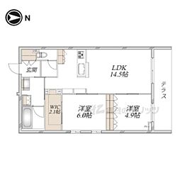 ラ・ポーズ長岡京 2LDKの間取図画像