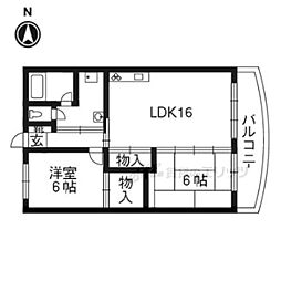 ファミール伏見A棟 2LDKの間取図画像